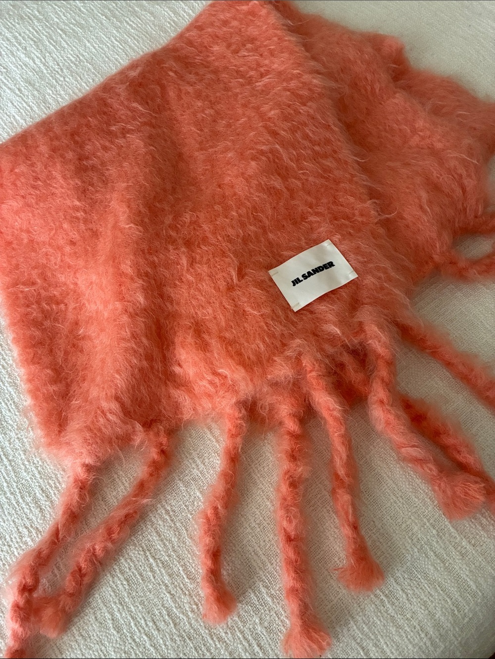 Jil Sander peach mohair wool oversized scarf